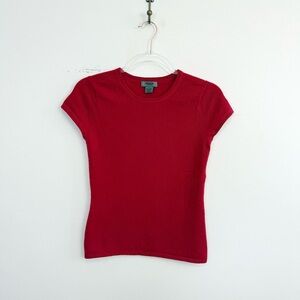 Premise Cashmere Red Baby Tee 100% Cashmere Fitted Short Sleeve Top Small